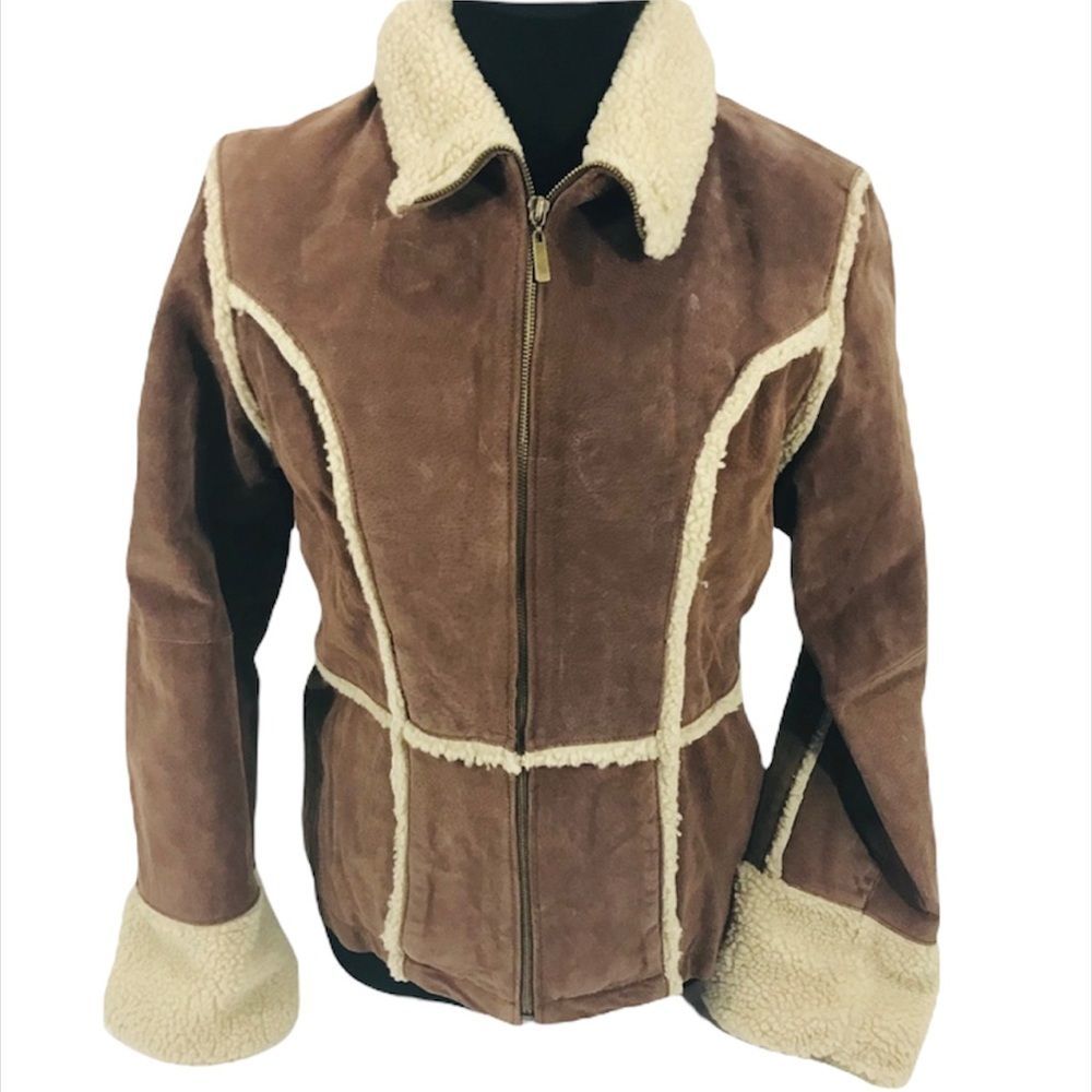 Outbound Collection Leather Jacket, Brown, Cream, Small